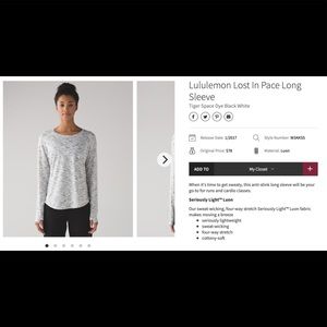 Lululemon Lost in Pace Long Sleeve - Size 6